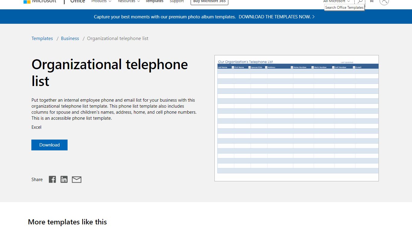 Organizational telephone list - templates.office.com